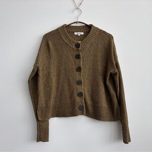 Madewell Broadway Slightly Cropped Cardigan Olive Green Sweater Womens XS